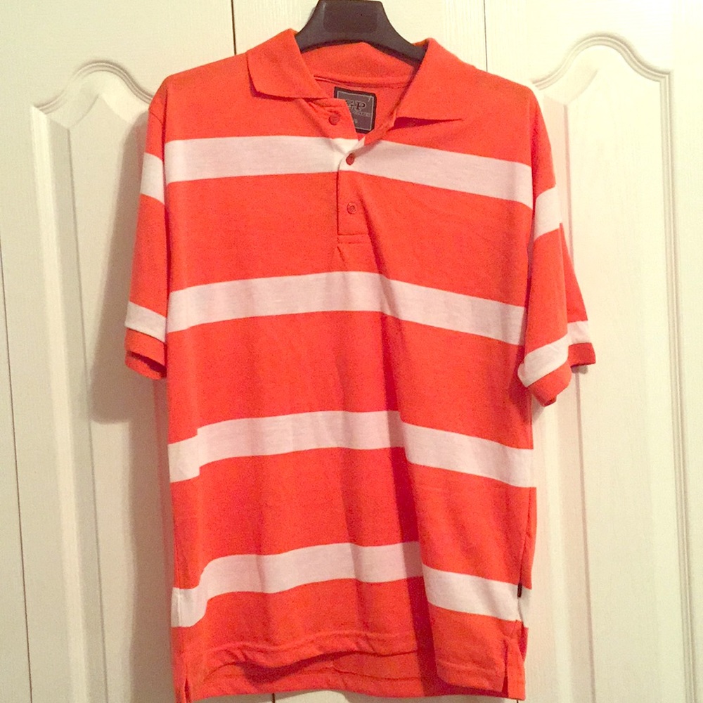 NWT men’s polo shirt. Orange and white. Large